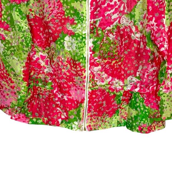 Ruby Road 10 Pink Green Bright Floral Semi Sheer Full Zip Topper Jacket - Picture 5 of 9